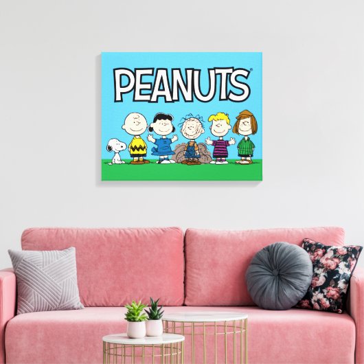 pinda's vrienden op rij canvas afdruk (Insitu (Woonkamer))
