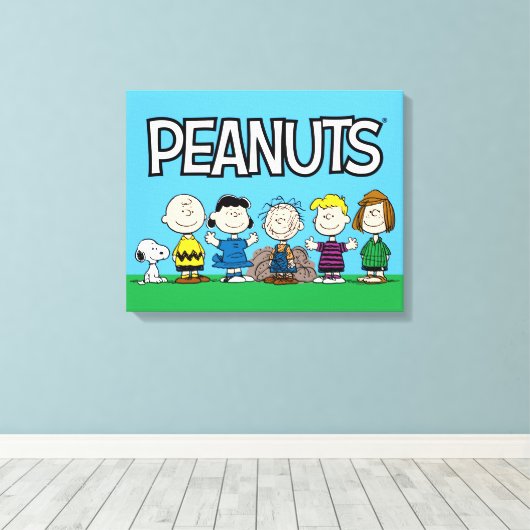 pinda's vrienden op rij canvas afdruk (Insitu (Houten vloer))