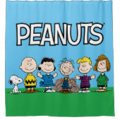 pinda's vrienden op rij douchegordijn (Voorkant)