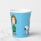 pinda's vrienden op rij papieren bekers (Rechts)