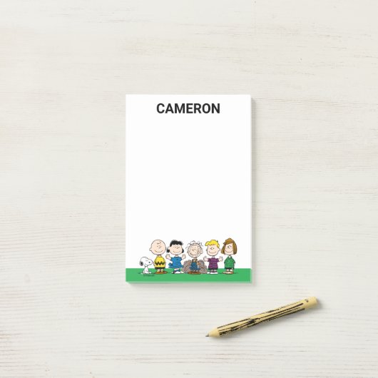 pinda's vrienden op rij post-it® notes (Op bureau)