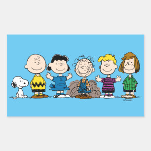 pinda's vrienden op rij rechthoekige sticker