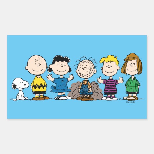 pinda's vrienden op rij rechthoekige sticker (Voorkant)