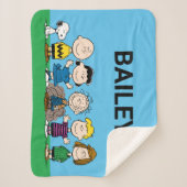 pinda's vrienden op rij sherpa deken (Voorkant)