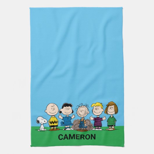 pinda's vrienden op rij theedoek (Verticaal)