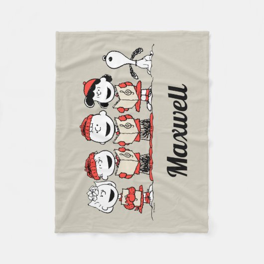 pinda's | Vrolijk kerstfeest | Jouw namen toevoege Fleece Deken (Voorkant)