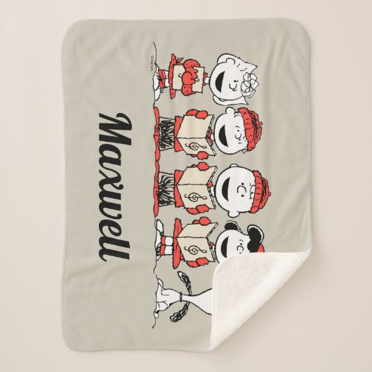 pinda's | Vrolijk kerstfeest | Jouw namen toevoege Sherpa Deken (Voorkant)