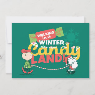 Pinda's   Wandelen in een Winter Candy Land! Feestdagenkaart