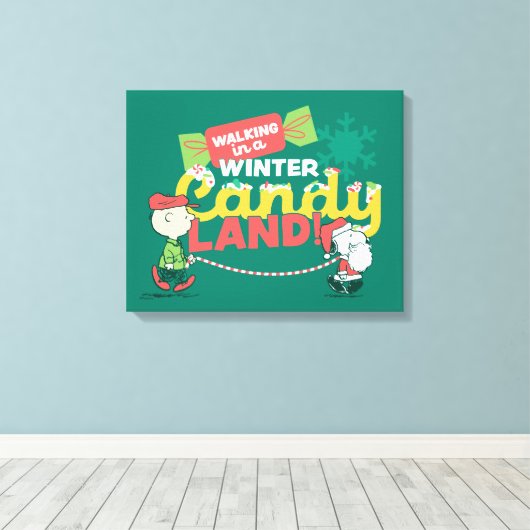 pinda's | Wandelen in een winterse Snoep! Canvas Afdruk (Insitu (Houten vloer))