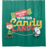 pinda's | Wandelen in een winterse Snoep! Douchegordijn (Voorkant)