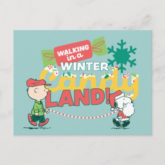 pinda's | Wandelen in een winterse Snoep! Feestdagenkaart (Voorkant)