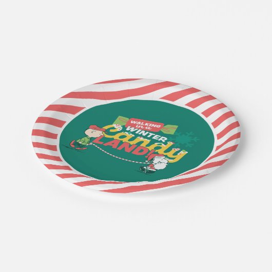 pinda's | Wandelen in een winterse Snoep! Papieren Bordje (Gekanteld)