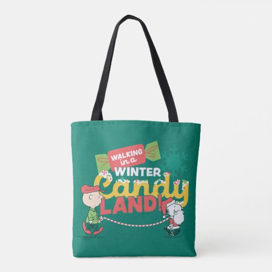 pinda's | Wandelen in een winterse Snoep! Tote Bag (Achterkant)