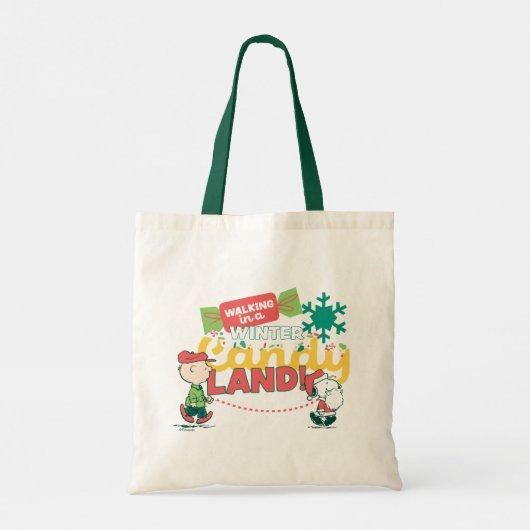 pinda's | Wandelen in een winterse Snoep! Tote Bag (Achterkant)
