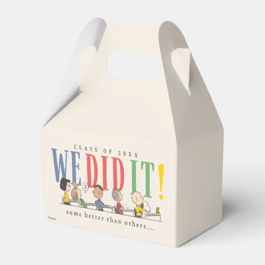 Pinda's We Did It Afstuderen Grappige Quote Snoopy Bedankdoosjes (Voorkant Zijde)