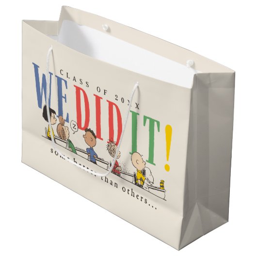 Pinda's We Did It Afstuderen Grappige Quote Snoopy Groot Cadeauzakje (Voorkant Gekanteld)