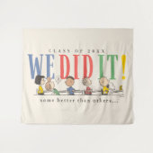 Pinda's We Did It Afstuderen Grappige Quote Snoopy Wandkleed (Voorkant (horizontaal))