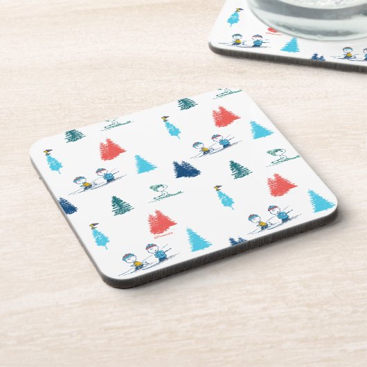 pinda's | Winter Skien het Slopes Pattern Bier Onderzetter (Linkerzijde)