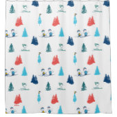 pinda's | Winter Skien het Slopes Pattern Douchegordijn (Voorkant)