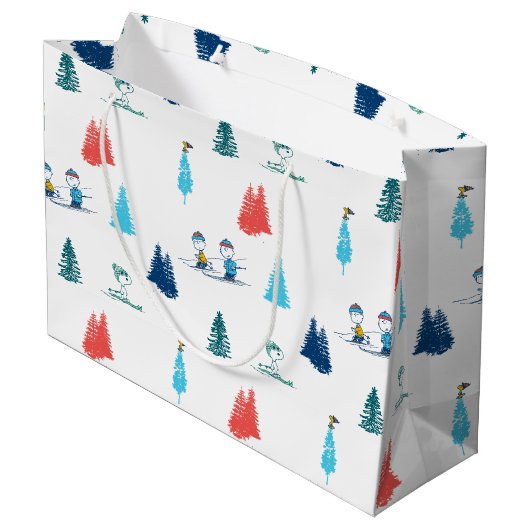 pinda's | Winter Skien het Slopes Pattern Groot Cadeauzakje (Achterkant Gekanteld)