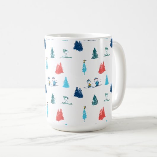 pinda's | Winter Skien het Slopes Pattern Koffiemok (Voorkant rechts)