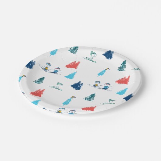 pinda's | Winter Skien het Slopes Pattern Papieren Bordje (Gekanteld)