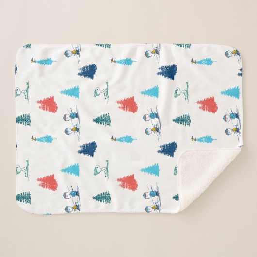 pinda's | Winter Skien het Slopes Pattern Sherpa Deken (Voorkant (horizontaal))