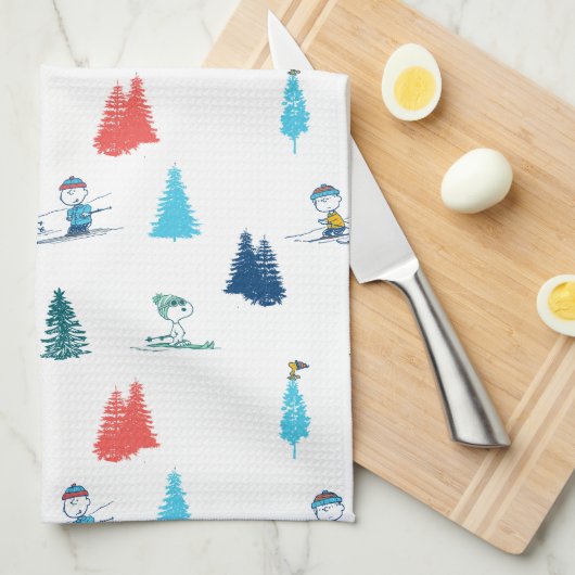 pinda's | Winter Skien het Slopes Pattern Theedoek (Quarter Fold)