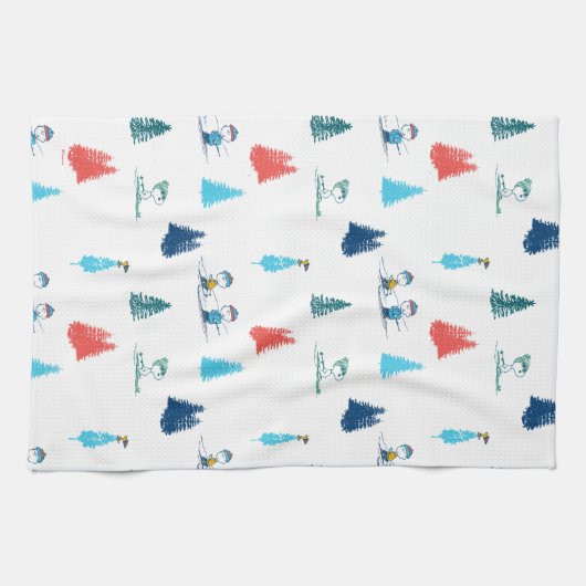 pinda's | Winter Skien het Slopes Pattern Theedoek (Horizontaal)