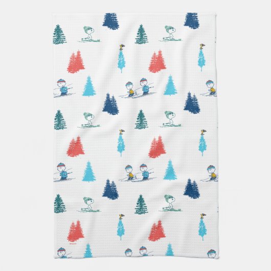 pinda's | Winter Skien het Slopes Pattern Theedoek (Verticaal)