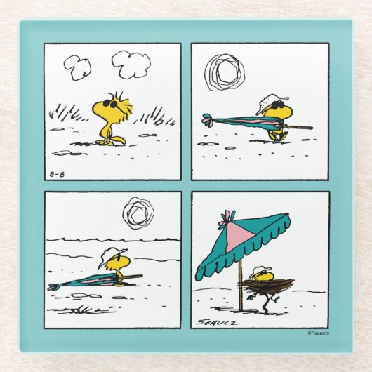 pinda's | Woodstock aan het strand Glazen Onderzetter (Voorkant)