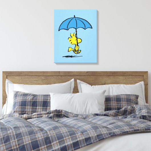 pinda's | Woodstock Blue Umbrella Canvas Afdruk (Insitu (Slaapkamer))