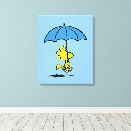 pinda's | Woodstock Blue Umbrella Canvas Afdruk (Insitu (Houten vloer))