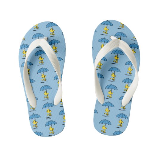 pinda's | Woodstock Blue Umbrella Kinder Teenslippers (Voetbed)