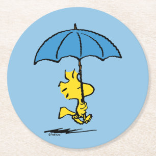 pinda's   Woodstock Blue Umbrella Ronde Kartonnen Onderzetter