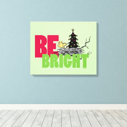pinda's | Woodstock Christmas Be Bright Canvas Afdruk (Insitu (Houten vloer))