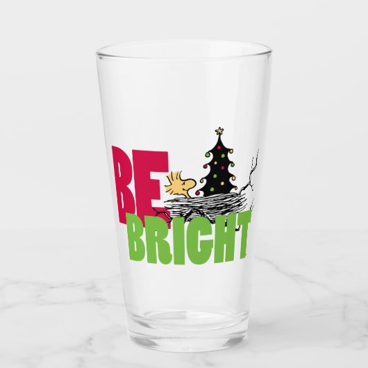 pinda's | Woodstock Christmas Be Bright Glas (Voorkant)