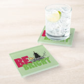 pinda's | Woodstock Christmas Be Bright Glazen Onderzetter (Schuin)