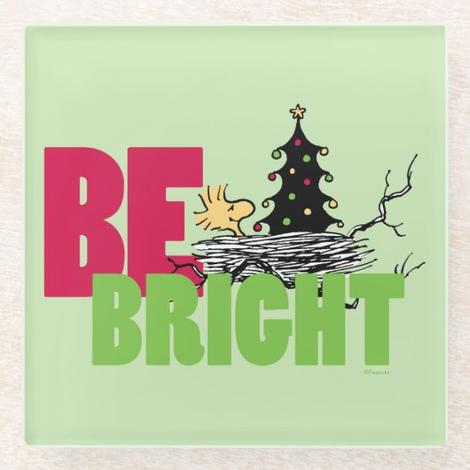 pinda's | Woodstock Christmas Be Bright Glazen Onderzetter (Voorkant)