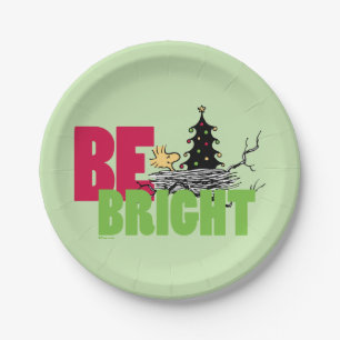 pinda's   Woodstock Christmas Be Bright Papieren Bordje