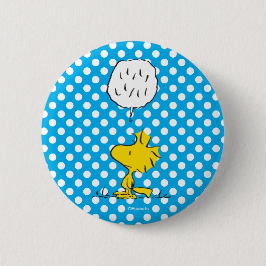 pinda's | Woodstock Speaks & Polka Dots Ronde Button 5,7 Cm (Voorkant)