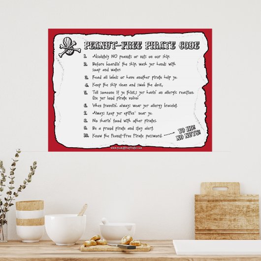 Pindvrije Piratcode (Poster) Poster (Keuken)