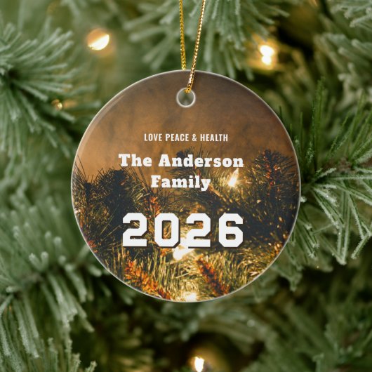 Pine 2025 oudejaarsavond op maat van uw gezin keramisch ornament (Boom)