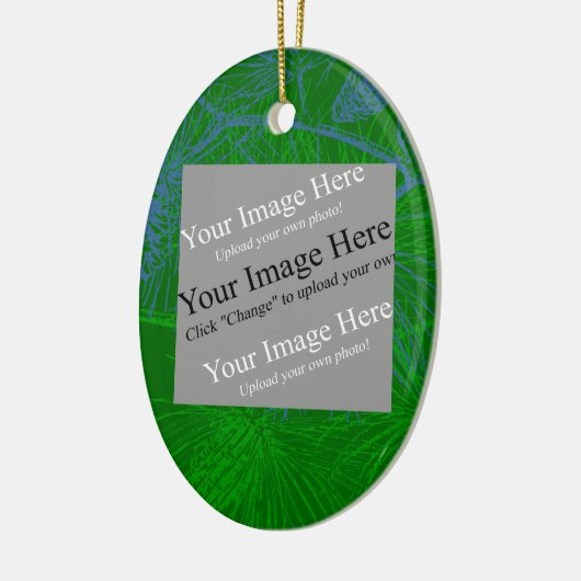 Pine achtergrond blauw groen, uw-afbeelding-templa keramisch ornament (Links)