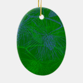 Pine achtergrond blauw groen, uw-afbeelding-templa keramisch ornament (Achterkant)