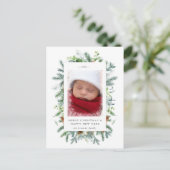 Pine and Berries Kaart met kerstfeestdag (Staand voorkant)