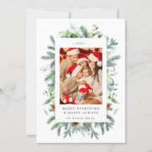 Pine and Berries Kaart met kerstfeestdag