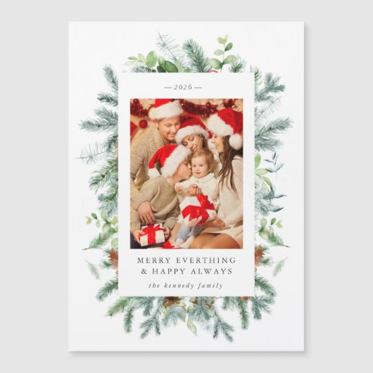 Pine and Berries Kaart met kerstfeestdag (Voorkant)