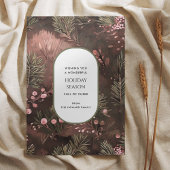 Pine and Berries Rustic Holiday Greetings Kaart