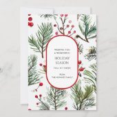 Pine and Berries Rustic Holiday Greetings Kaart (Voorkant)